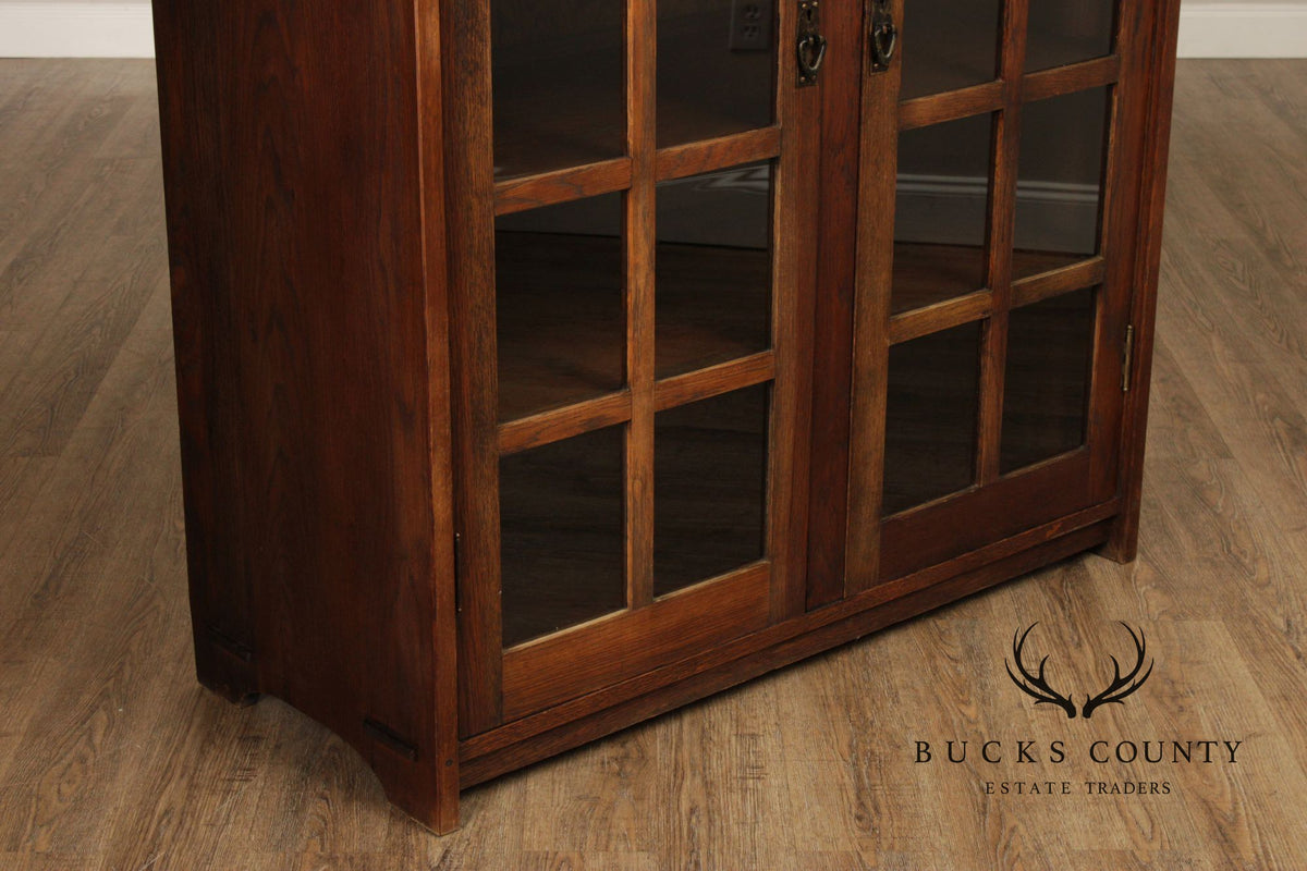 Antique Mission Oak Two Door Bookcase