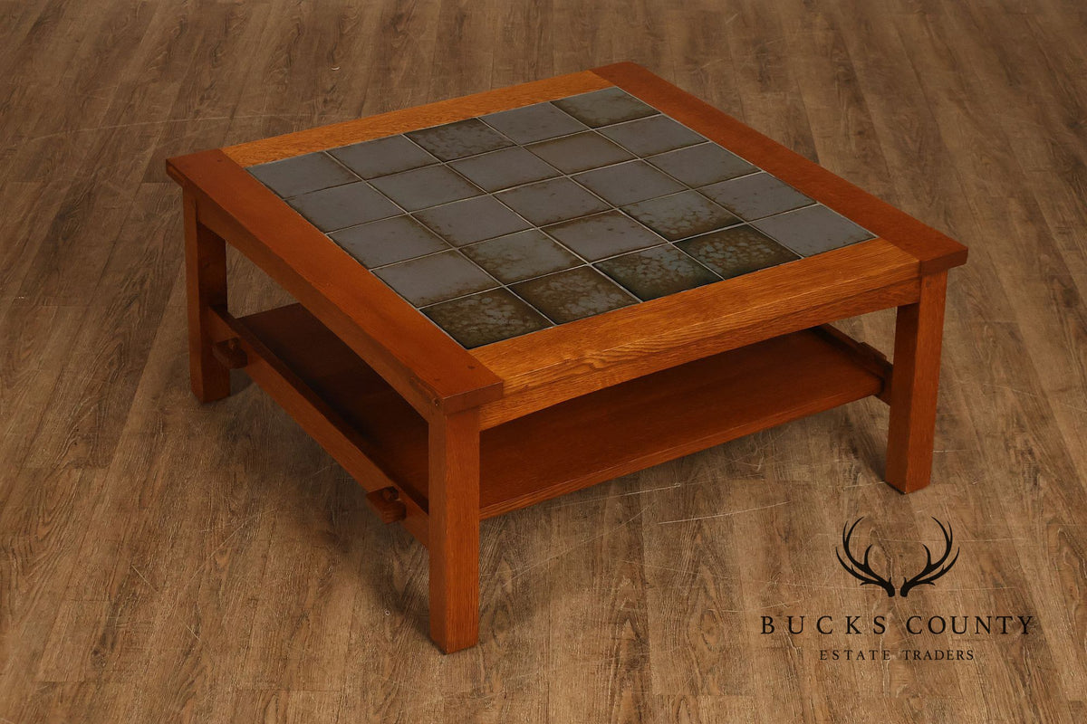 Stickley Mission Collection Tile Top Square Oak Coffee Table
