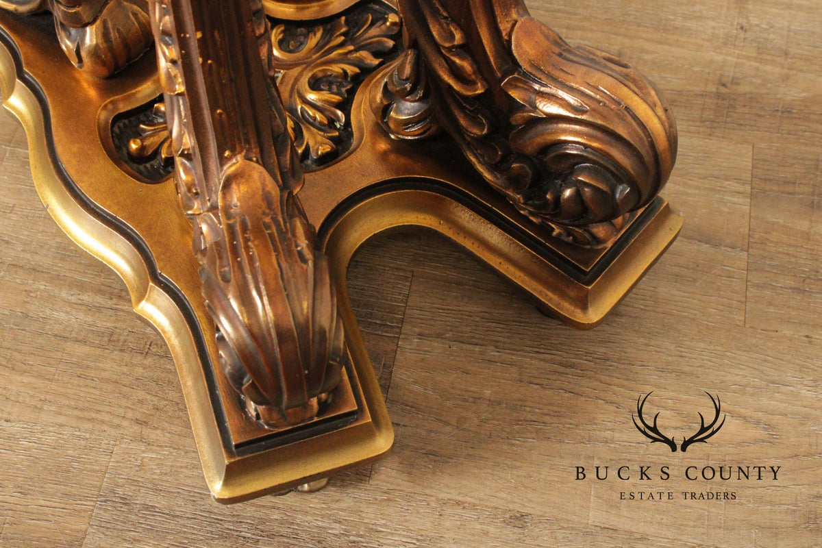 Italian Rococo Style Glass Top Giltwood Side Table
