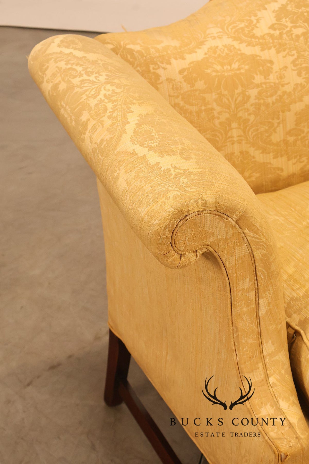 Chippendale Style Vintage Camelback Mahogany Loveseat Frame