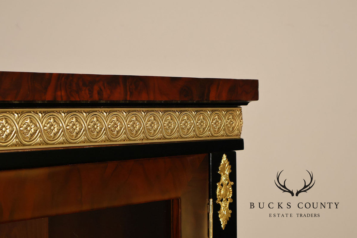 Empire Revival Style Lighted Display Cabinet Bookcase