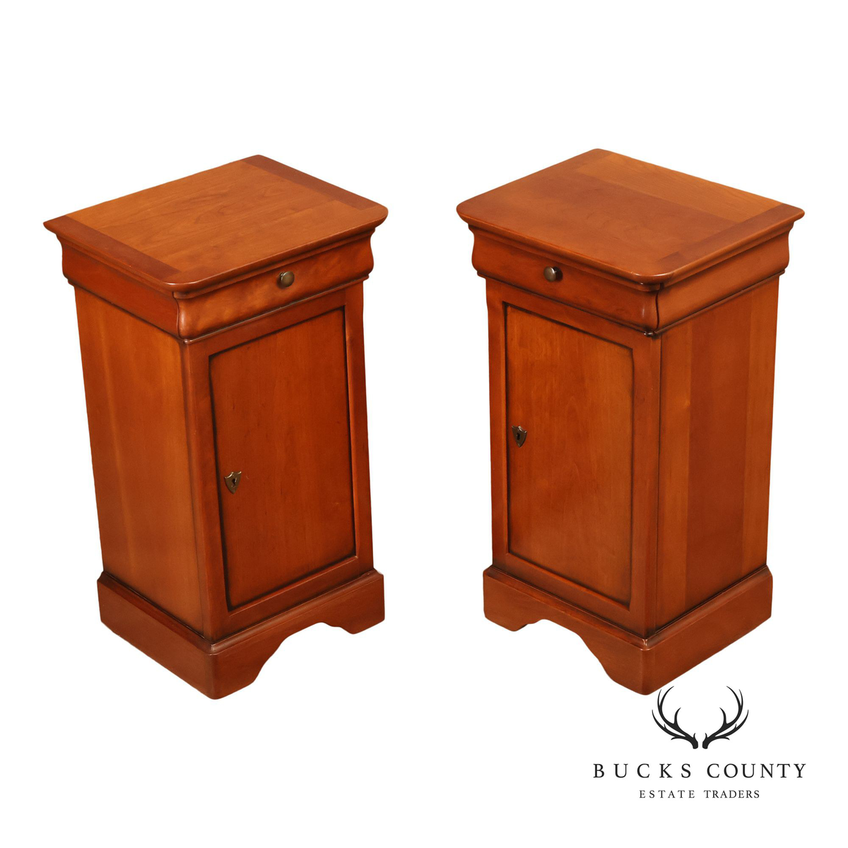 French Louis Philippe Style Pair Of Cherry Nightstands