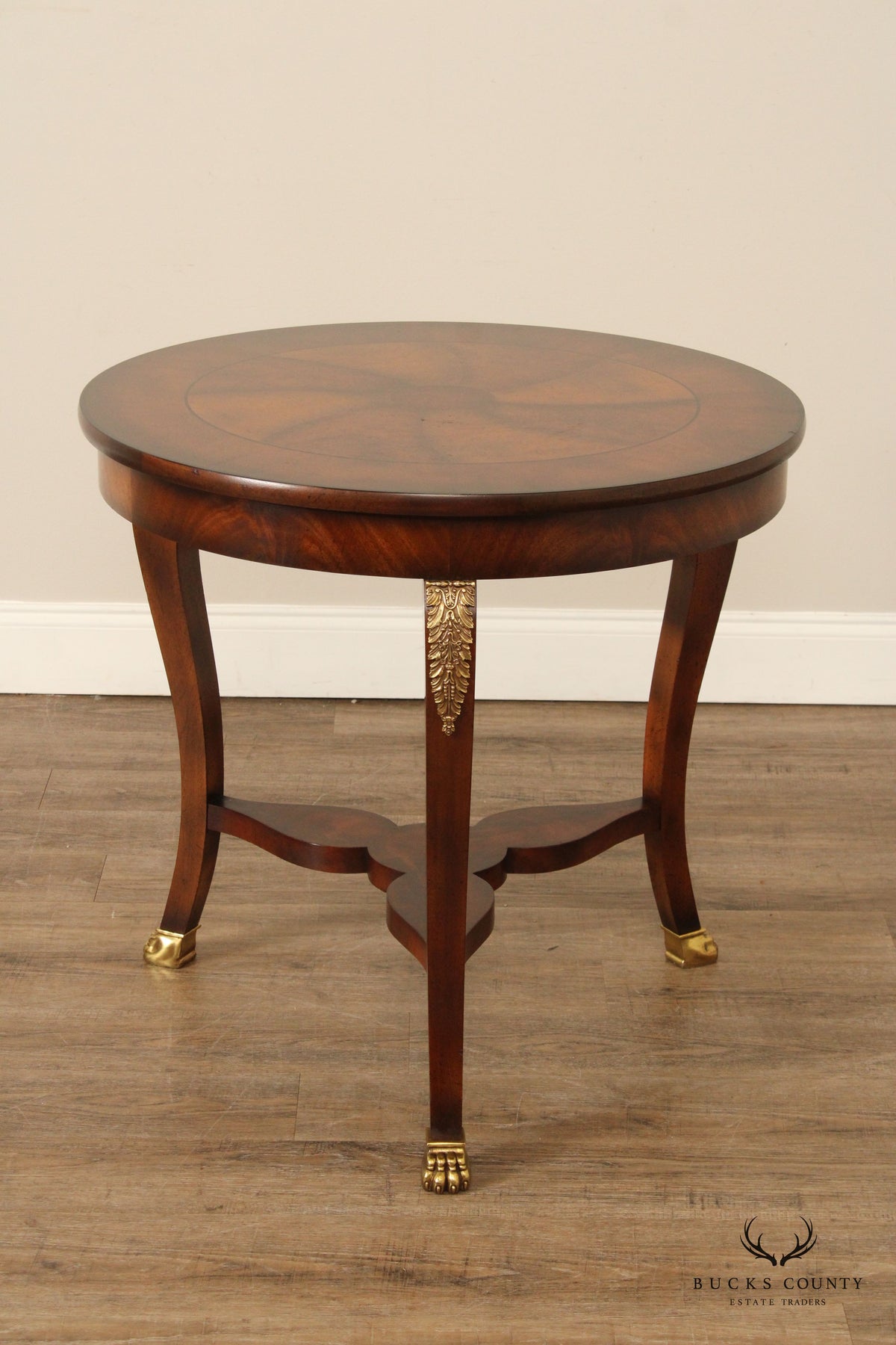 Baker Furniture Empire Style Round Top Mahogany Center Table