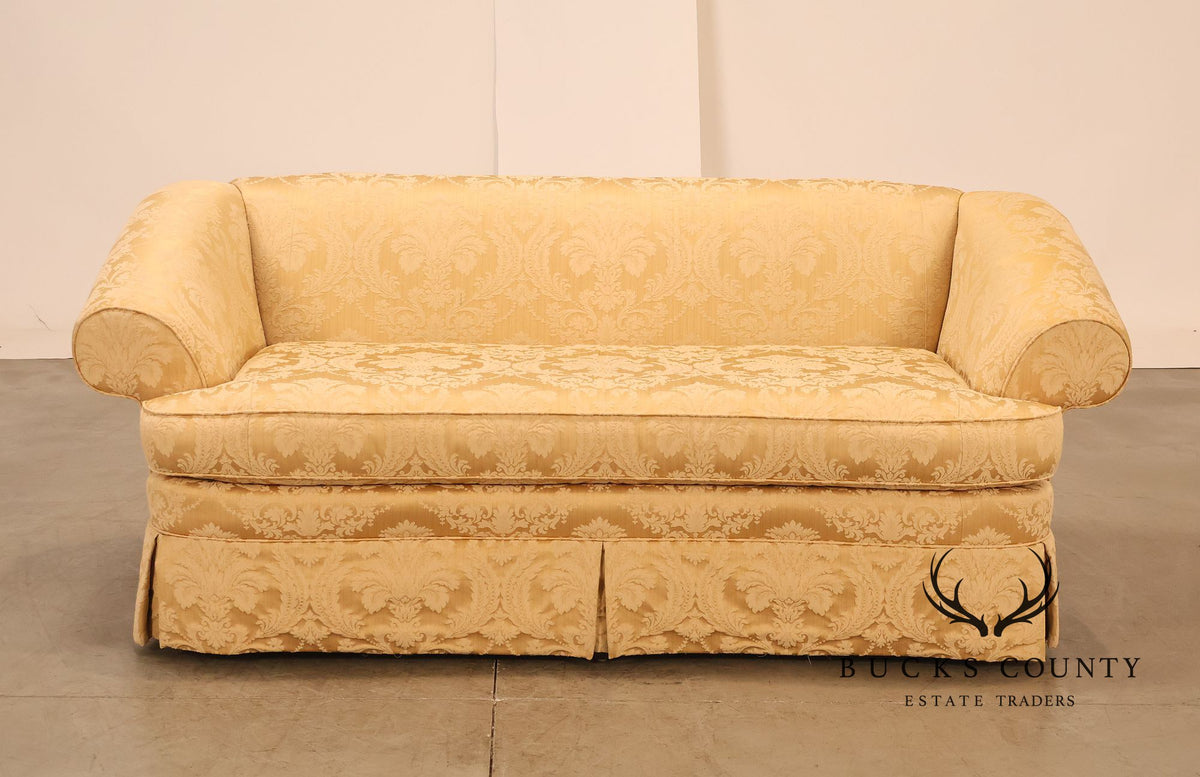 Century Furniture Pair Of Gold Damask Upholstered Sofas