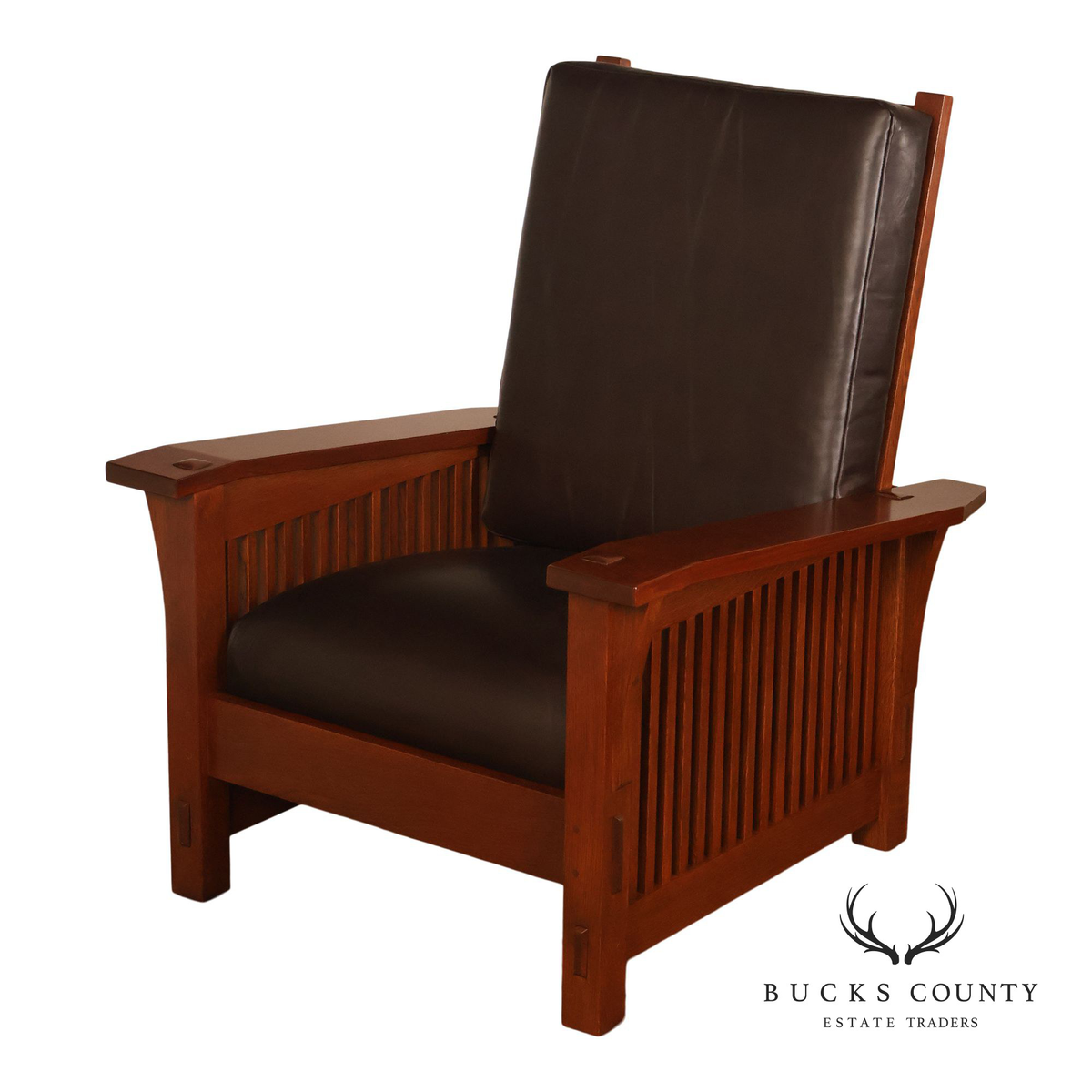 Stickley Mission Collection Oak Bent Arm Morris Chair