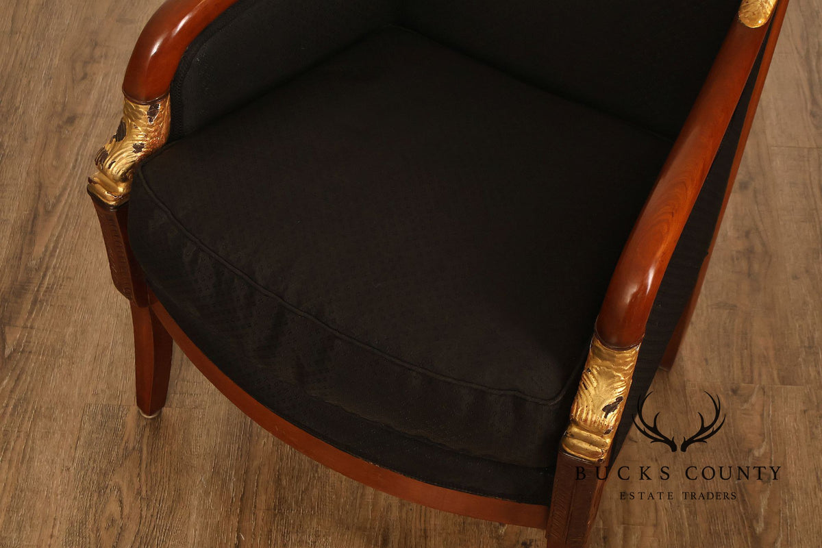 French Empire Style Partial Gilt Mahogany Armchair