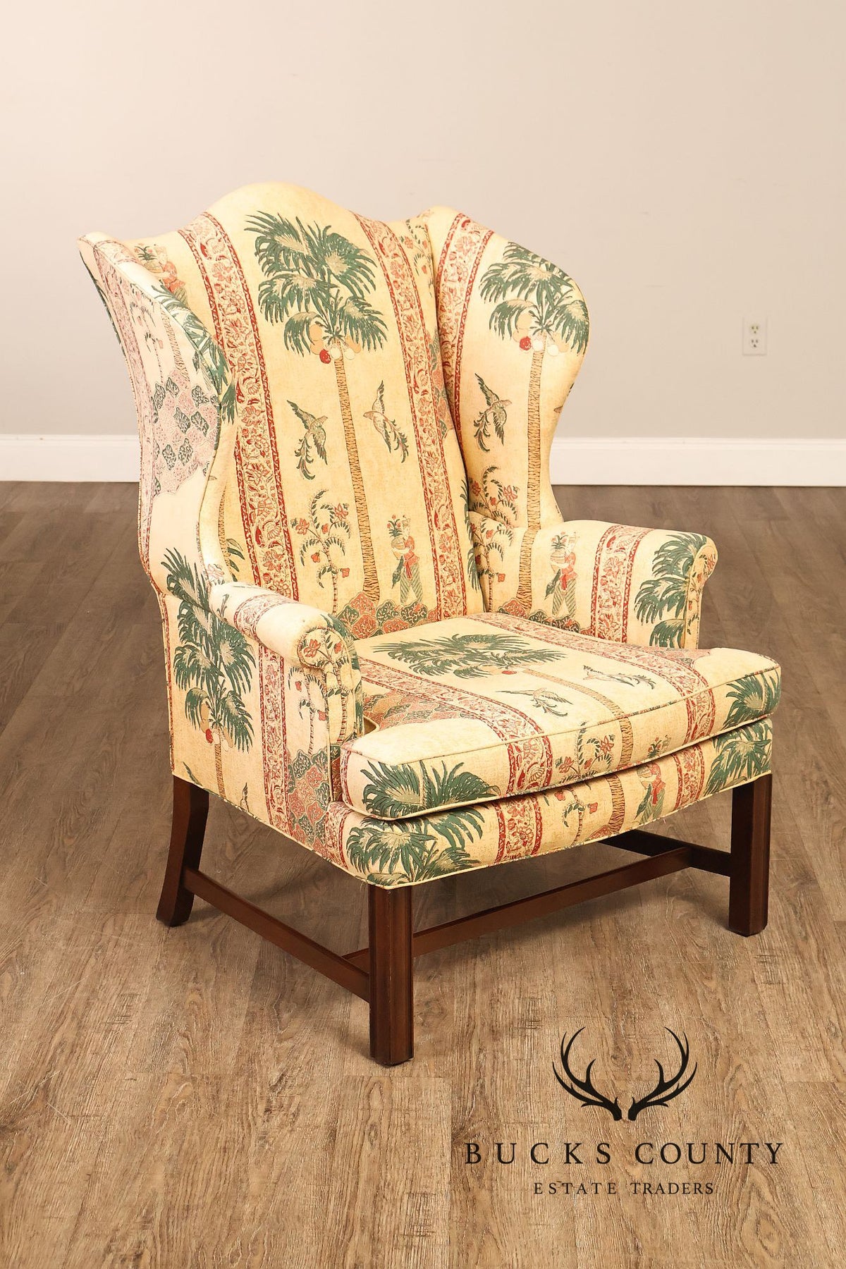 Kittinger Williamsburg Adaptation Chippendale Style Mahogany Wing Chair