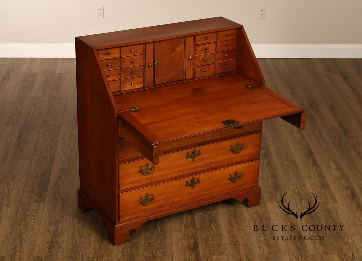 Antique Traditional Cherry Slant-Front Secretary Desk With Secret Compartments