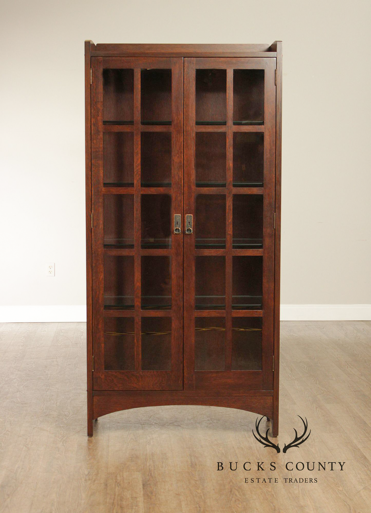Stickley Mission Collection Oak Lighted Display Cabinet