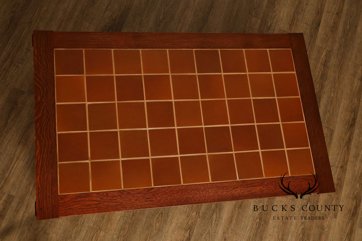 Stickley Mission Collection Oversized Oak Tile Top Coffee Table