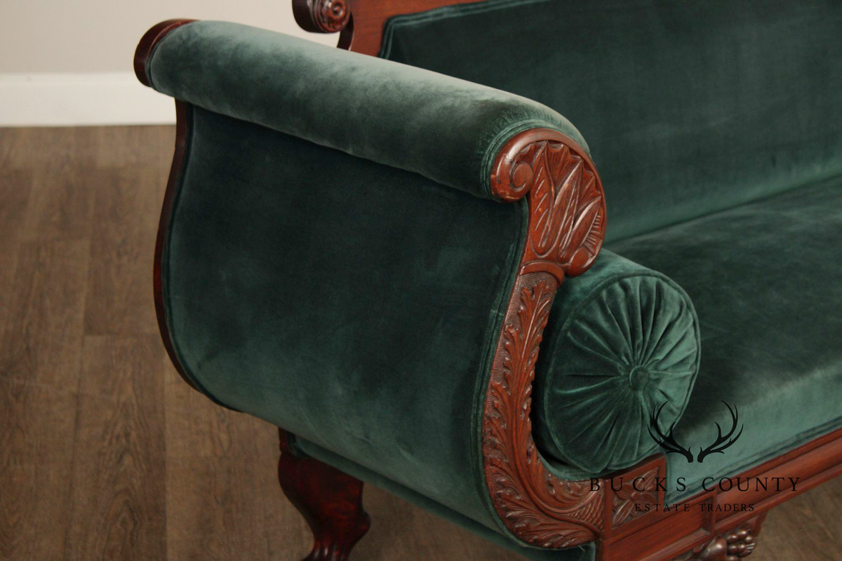Antique American Empire Carved Mahogany Sofa