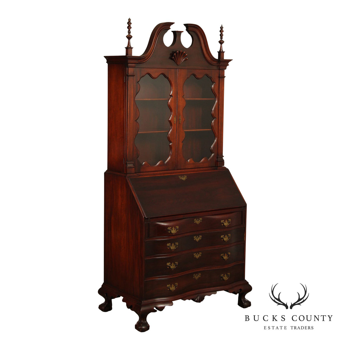 1940's Georgian Style Mahogany Secretary Bookcase