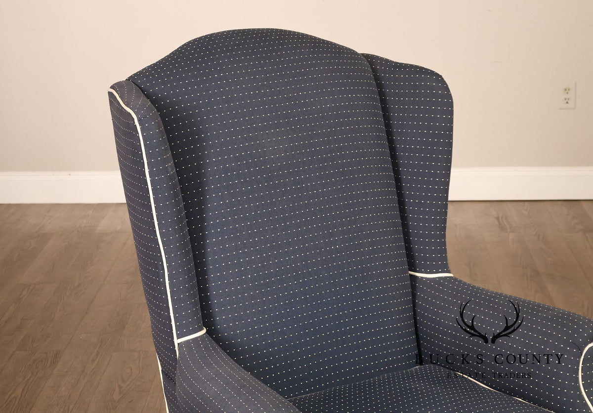 Vintage Queen Anne Style Upholstered Wing Chair
