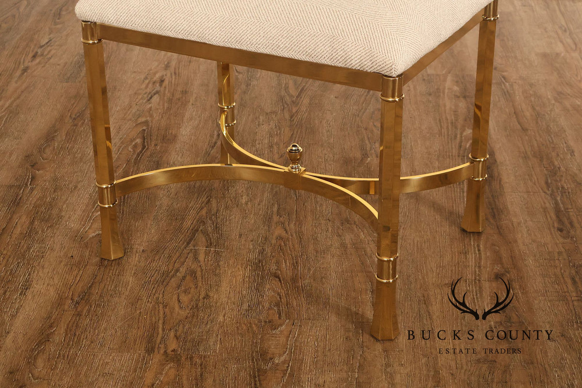 Italian Modern Pair of Sculpted Brass Ottomans