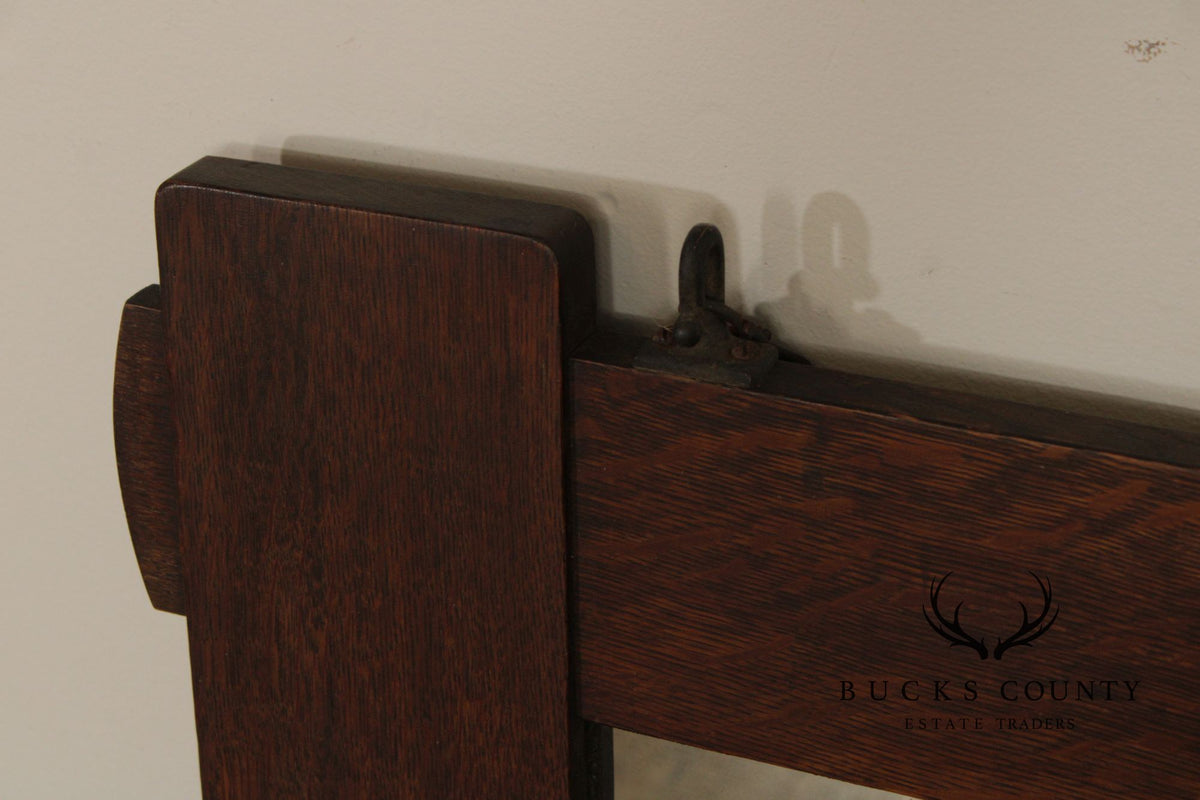 Stickley Brothers Antique Mission Oak Wall Mirror With Hooks No. 7577