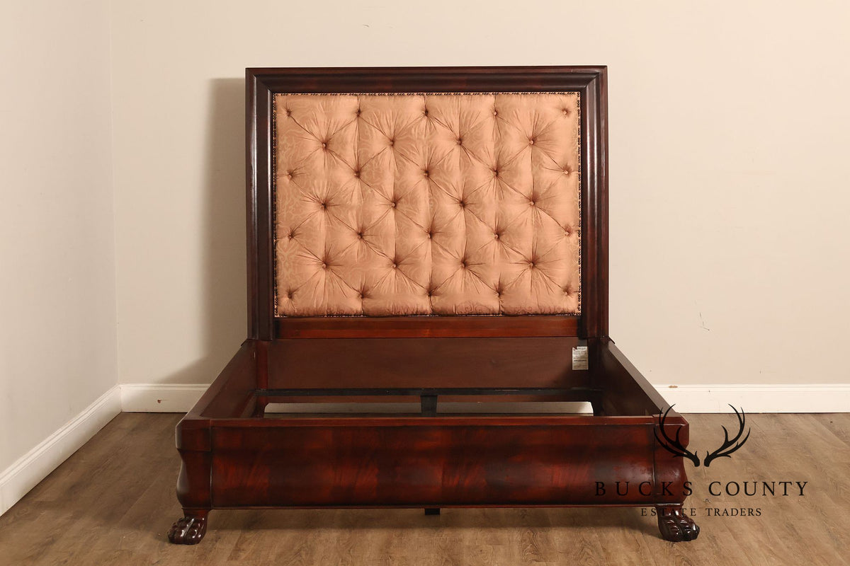 Henredon Mahogany Queen Bed with Tufted Upholstered Headboard