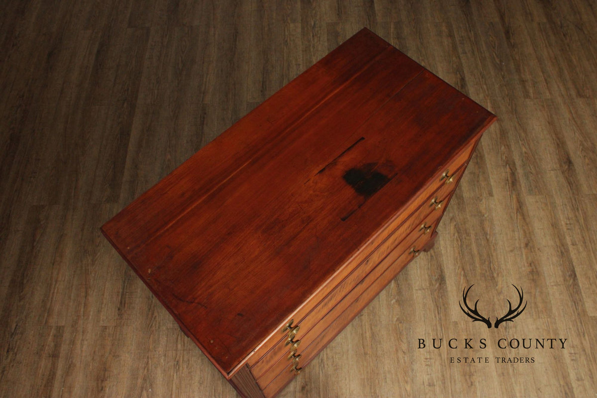 Antique American Federal Style Chest With Tiger Maple Drawer Fronts
