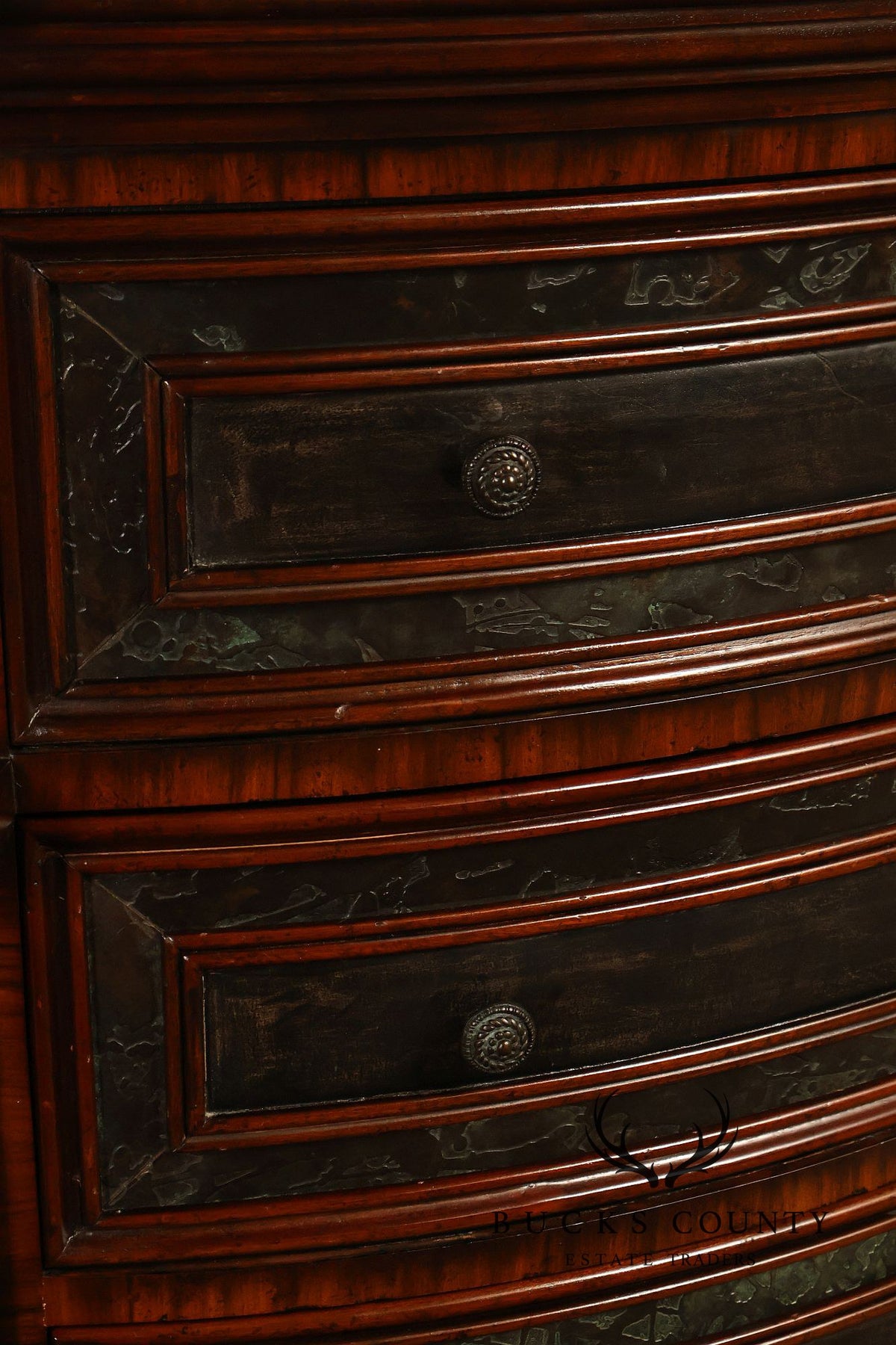 Maitland-Smith Pair Of Mahogany Three Drawer Chest Nightstands
