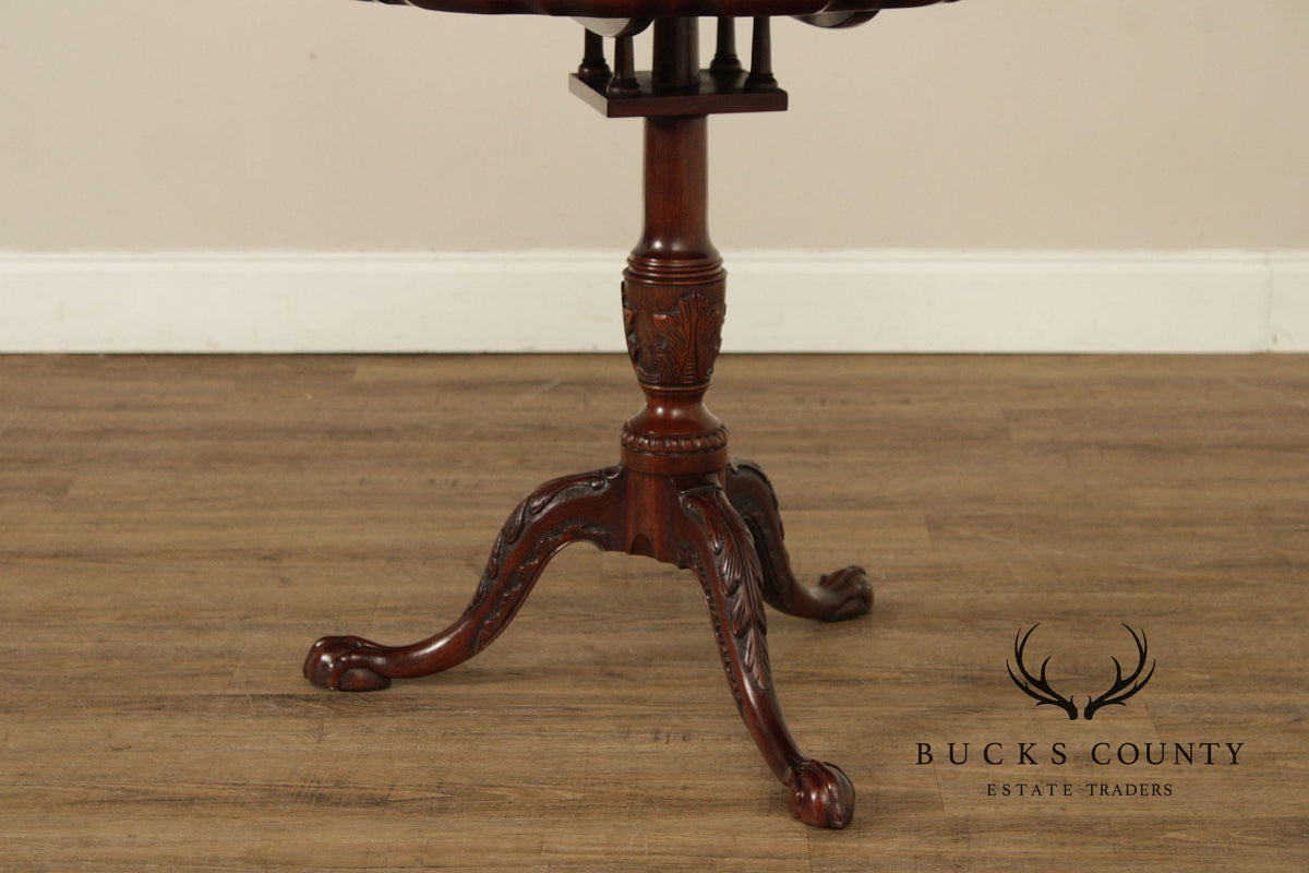 Henkel Harris Chippendale Style Mahogany Tilt Top Pie Crust Table