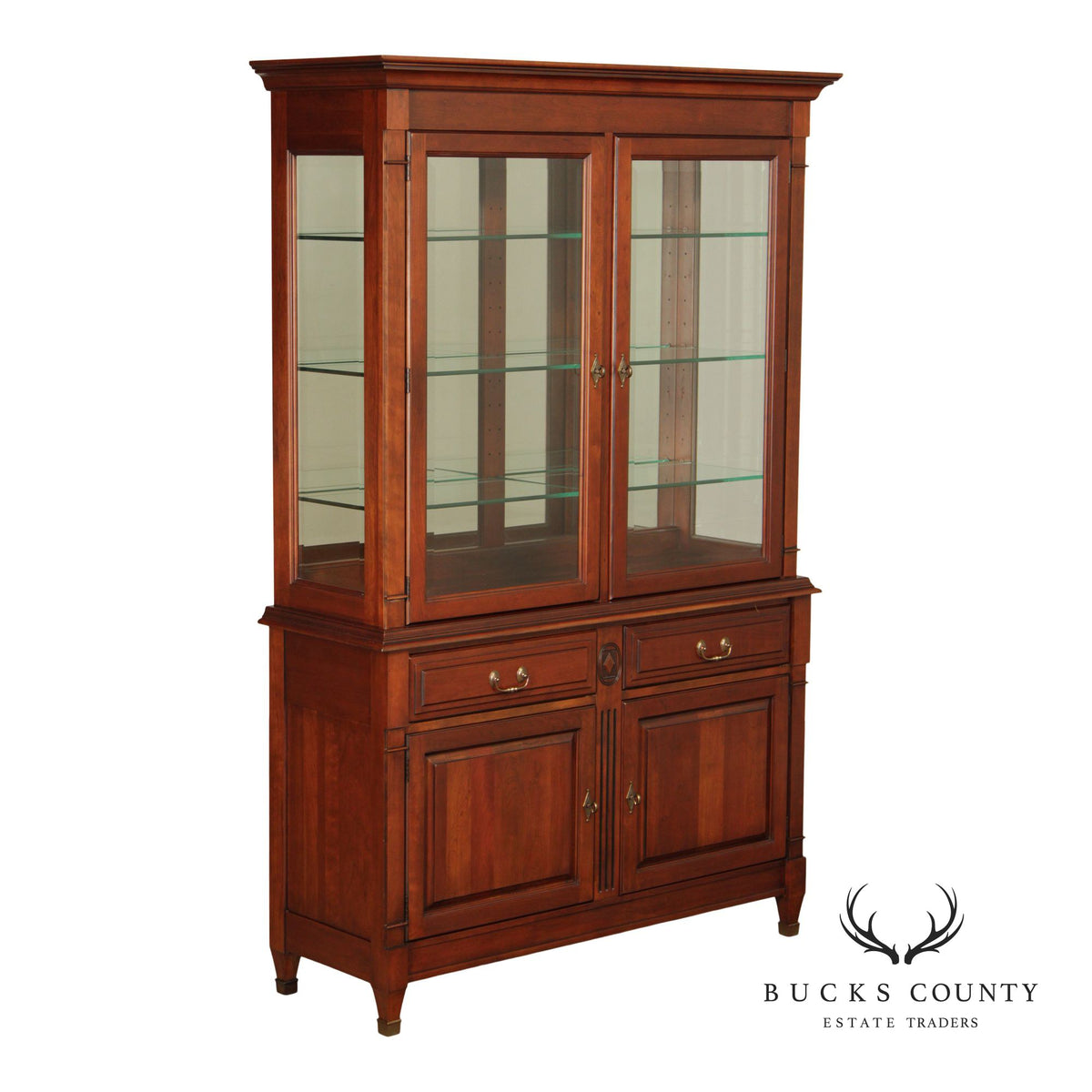 Harden Solid Cherry Lighted Display China Cabinet