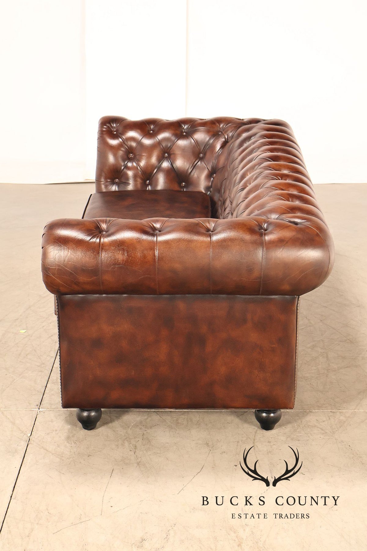 Chesterfield Style Brown Leather Sofa