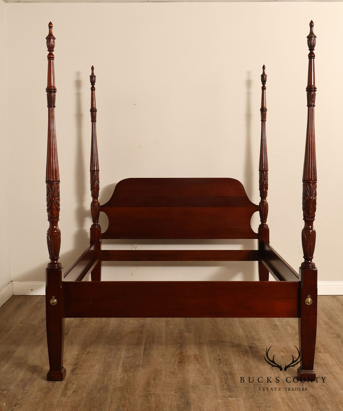 Lexington Queen Size Solid Mahogany Rice Carved Poster Bed