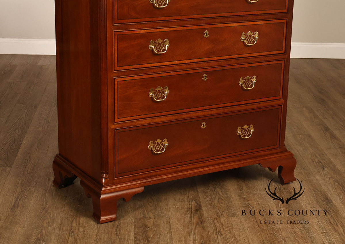 Stickley Georgian Style Banded Mahogany Tall Chest