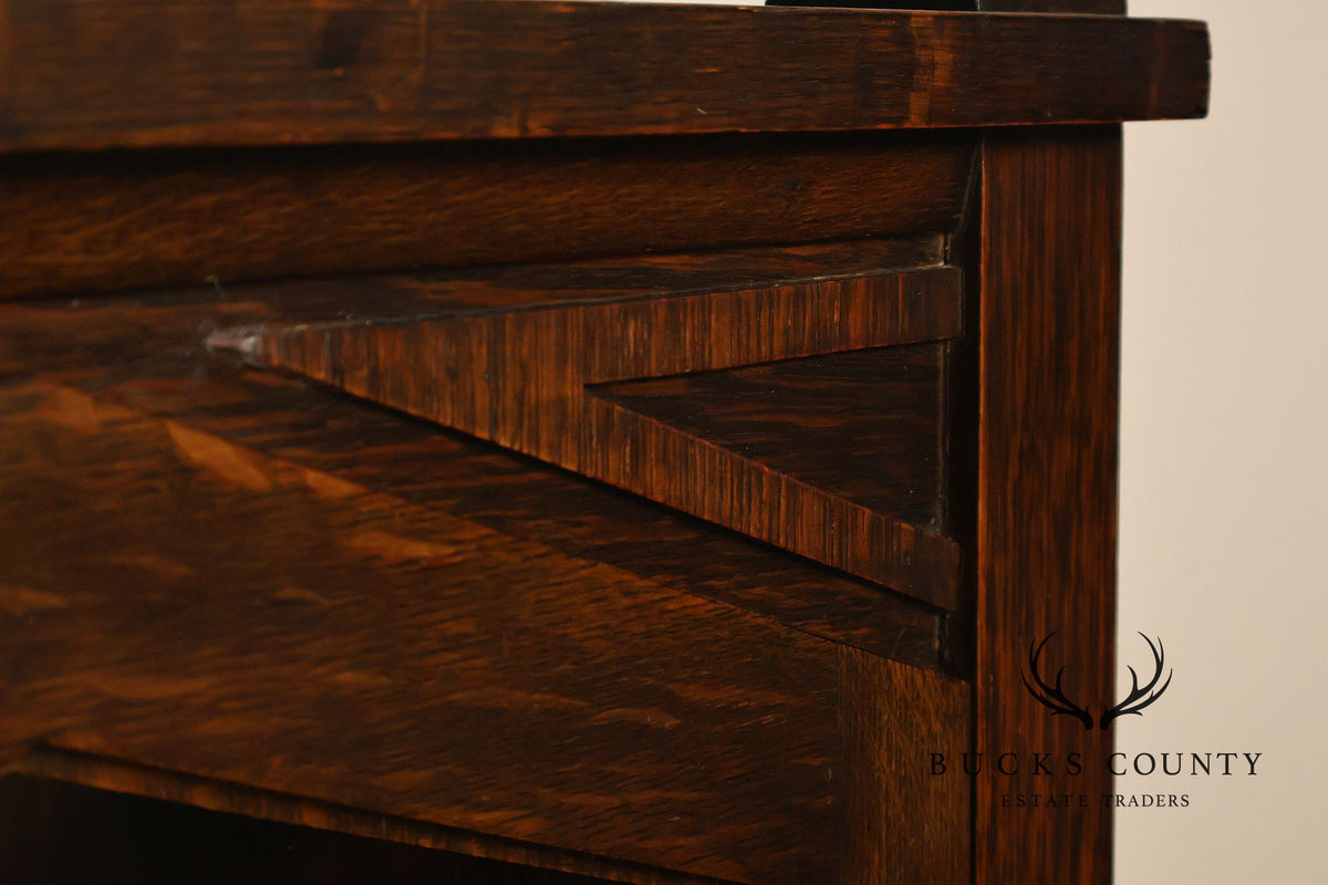 Antique Mission Oak Arts And Crafts Two Door Bookcase