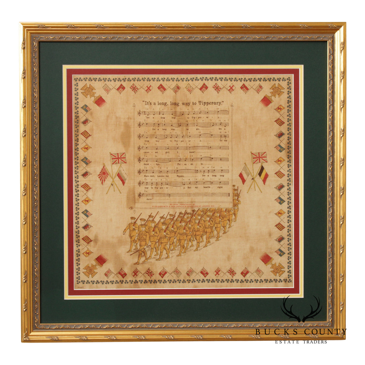 World War I Era Framed Handkerchief