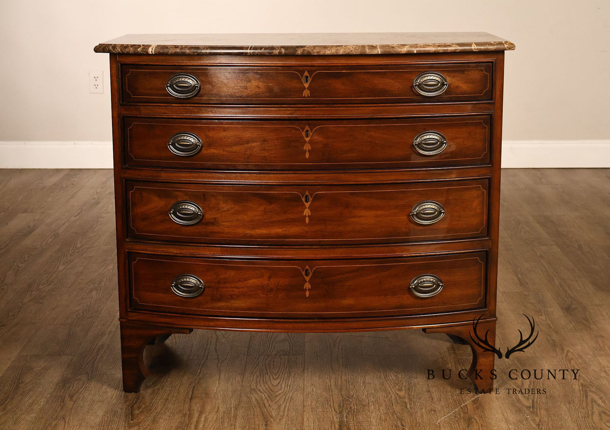 Drexel Heritage Covington Park Pair Of Mahogany Marble Top Bachelor Chests