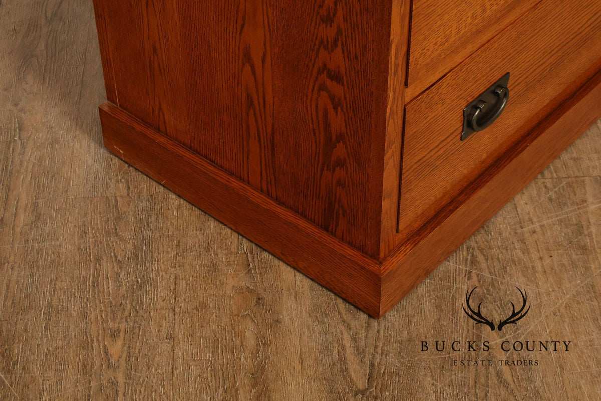 Mission Oak Two Door Display Bookcase Cabinet With Drawers