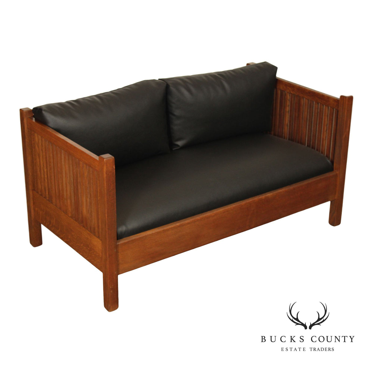 Stickley Mission Collection Oak Spindle Settee