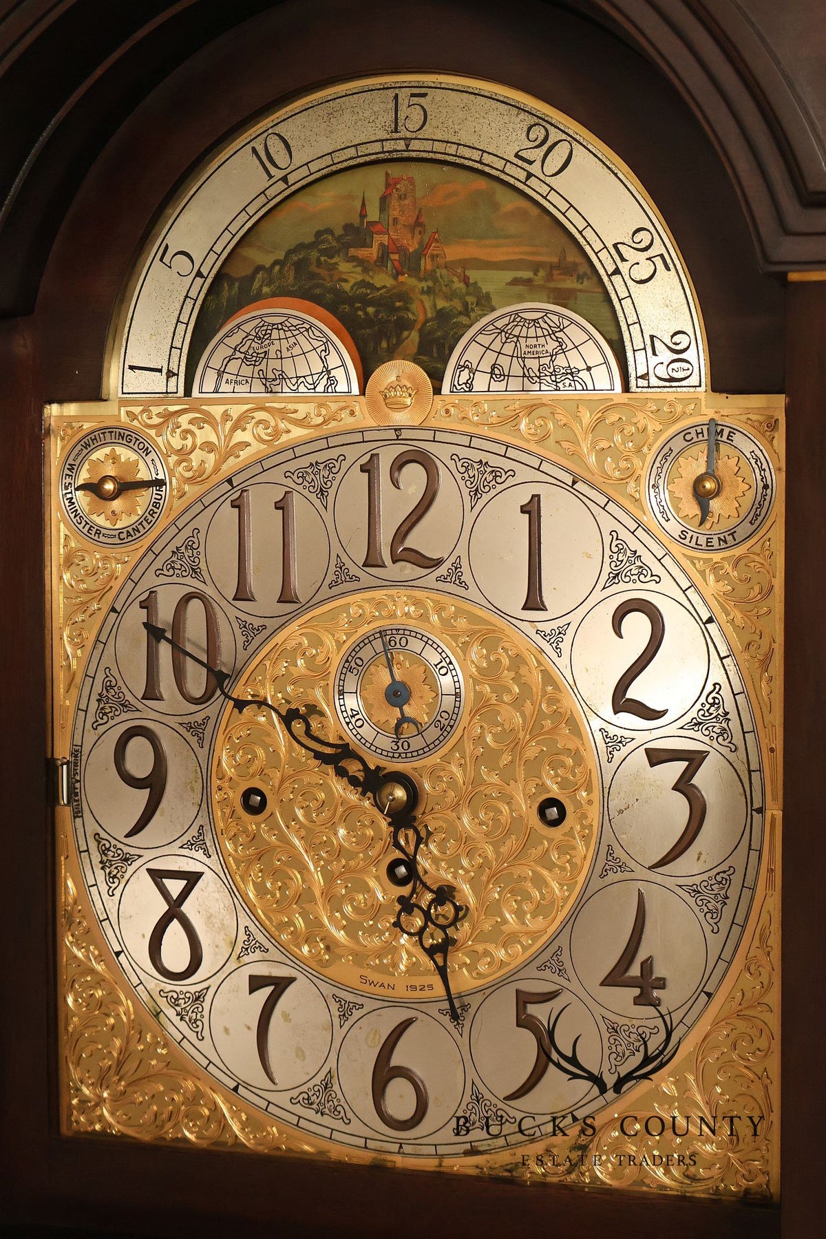 Herschede 1925 “Swan” Nine-Tube Mahogany Hall Clock