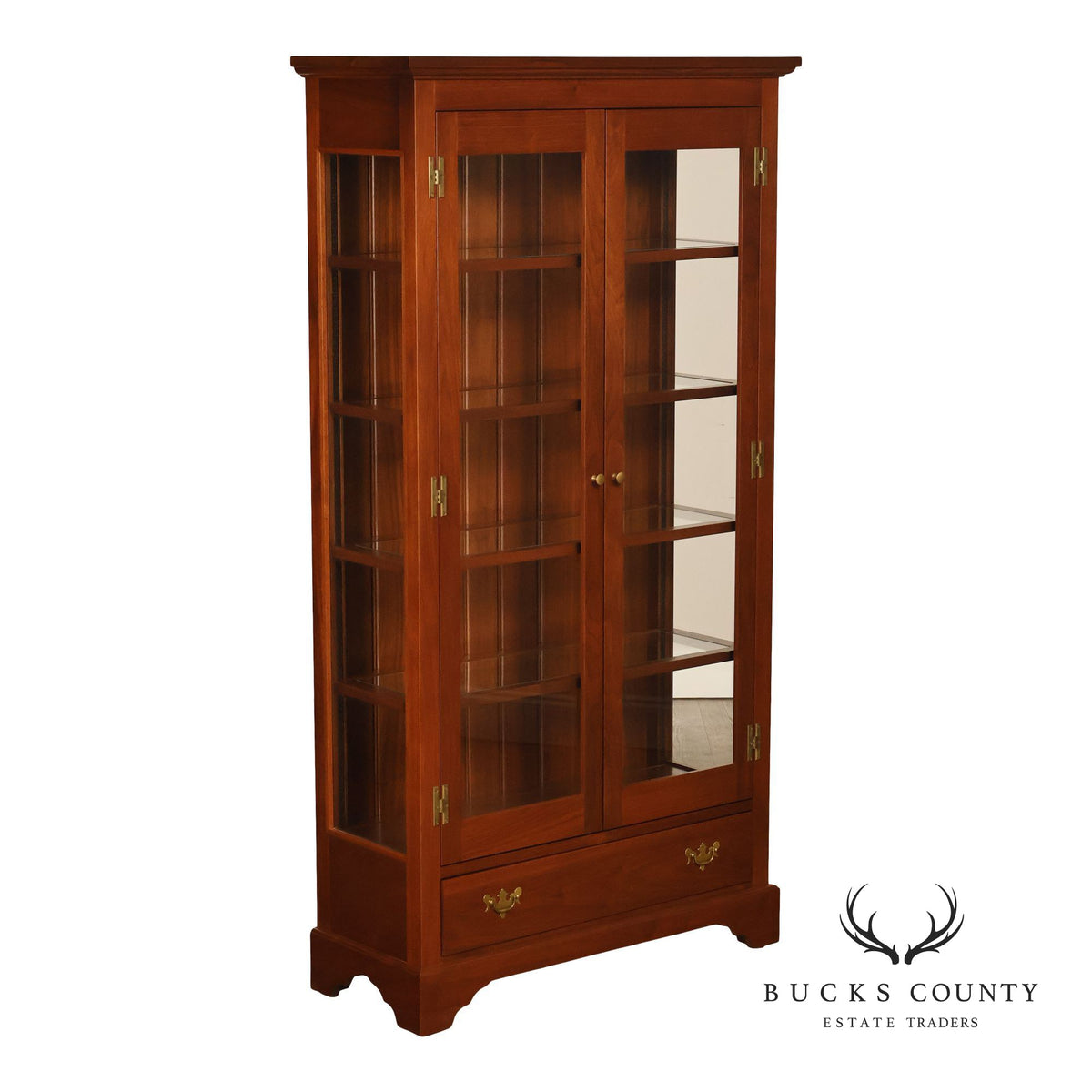 E.A. Clore Chippendale Style Bench Made Walnut Display Cabinet
