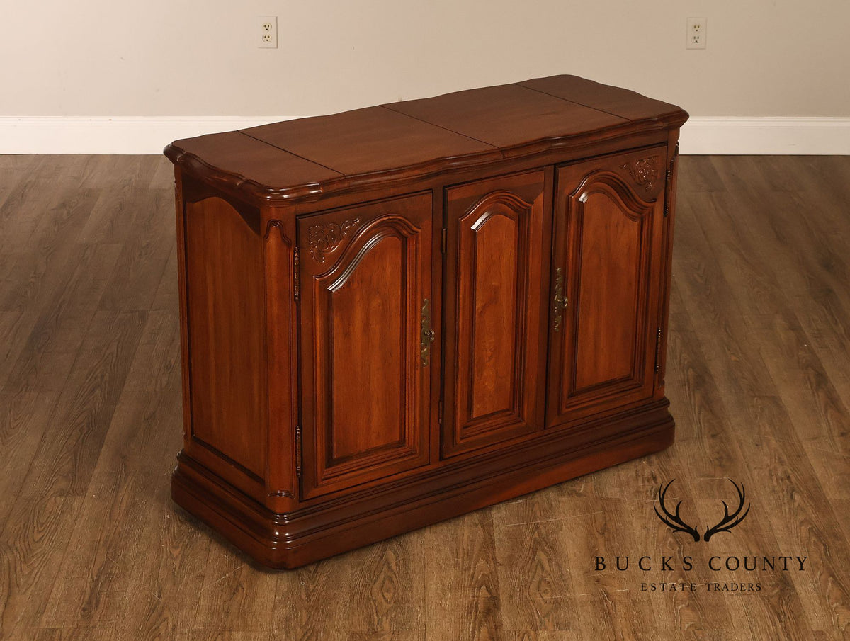 American Drew French Country Style Walnut Flip Top Server