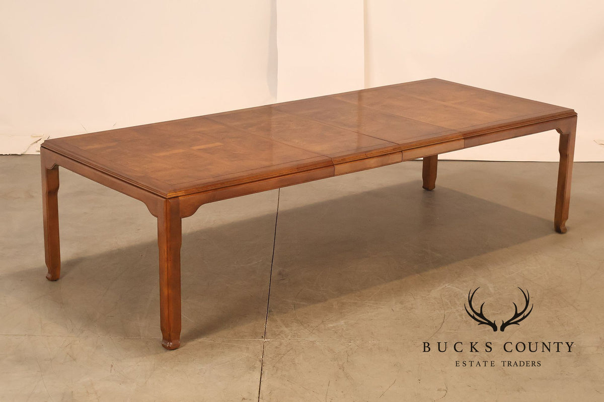 Century Furniture Chin Hua Burl Wood Parsons Expandable Dining Table