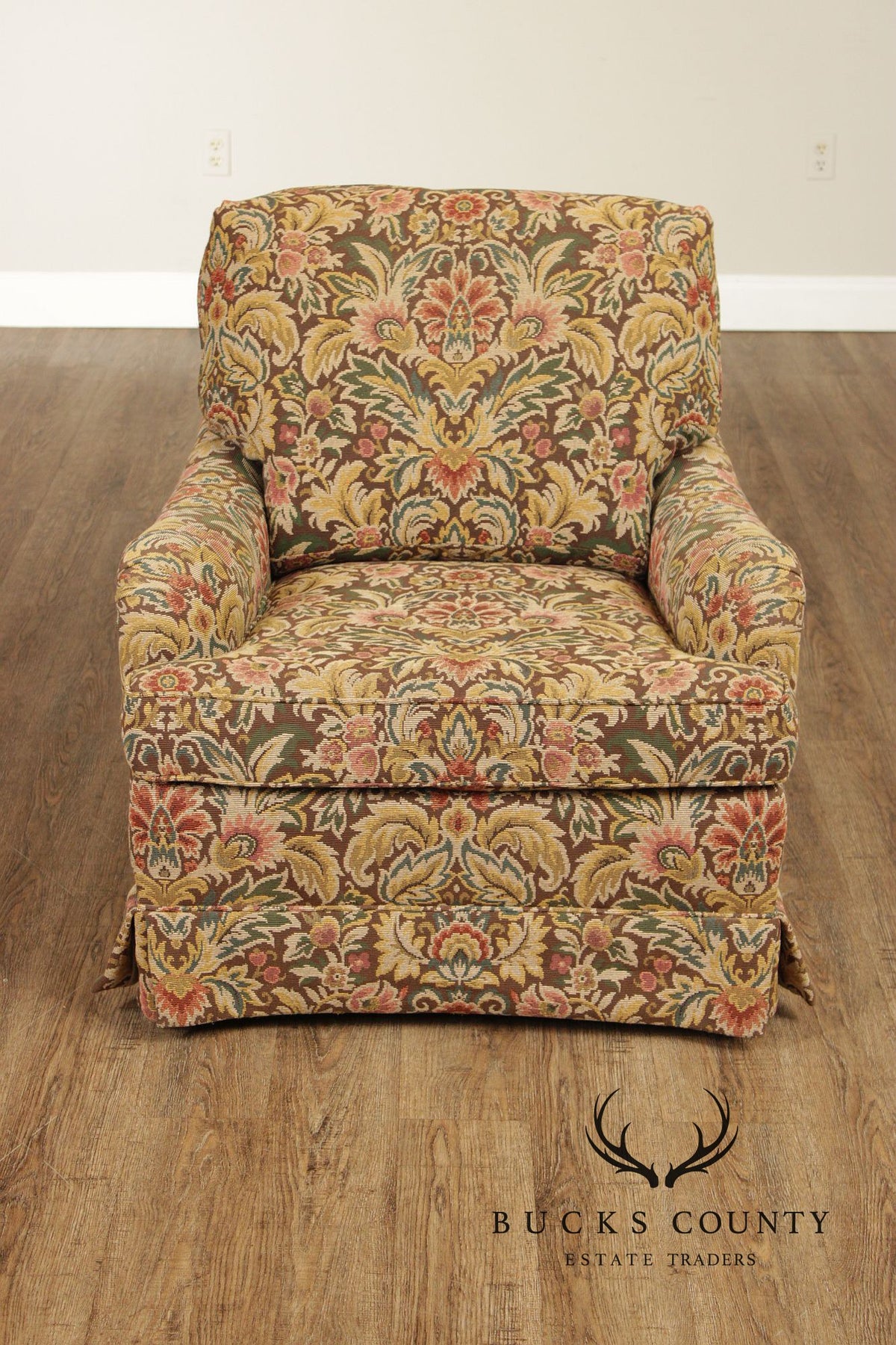 TRS Furniture Traditional Floral Upholstered Club Chair And Ottoman