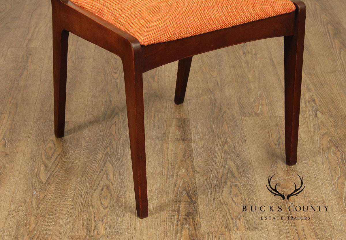 Mid Century Modern Walnut Set Of Four Dining Chairs