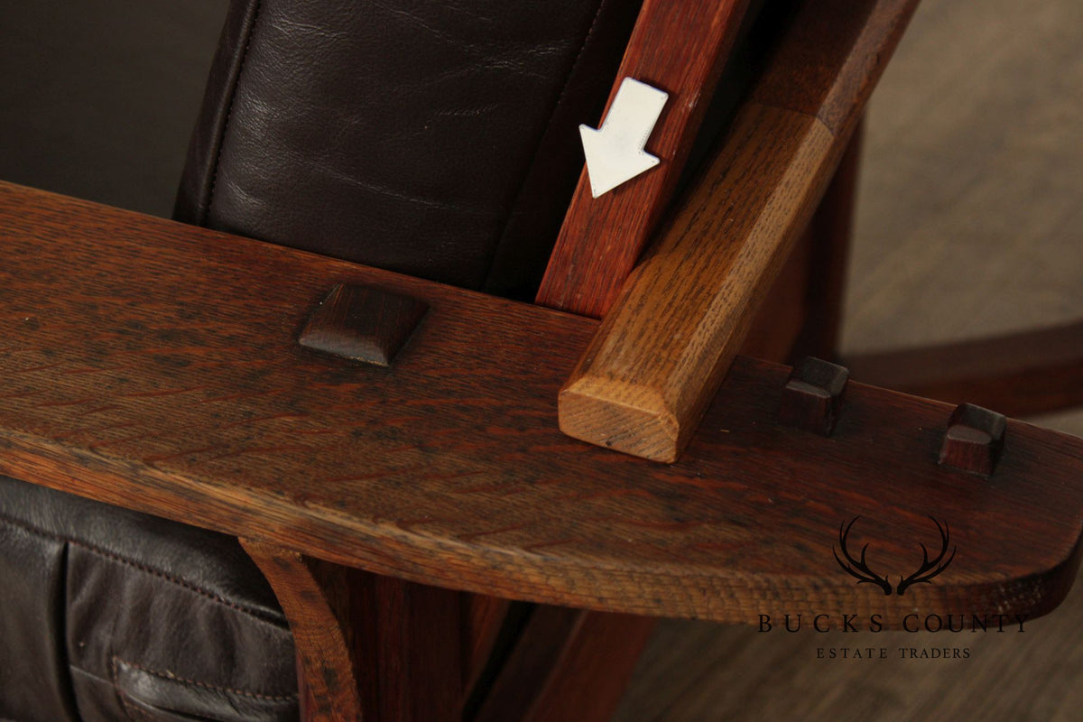 Antique L. & J.G. Stickley Mission Oak Morris Rocker