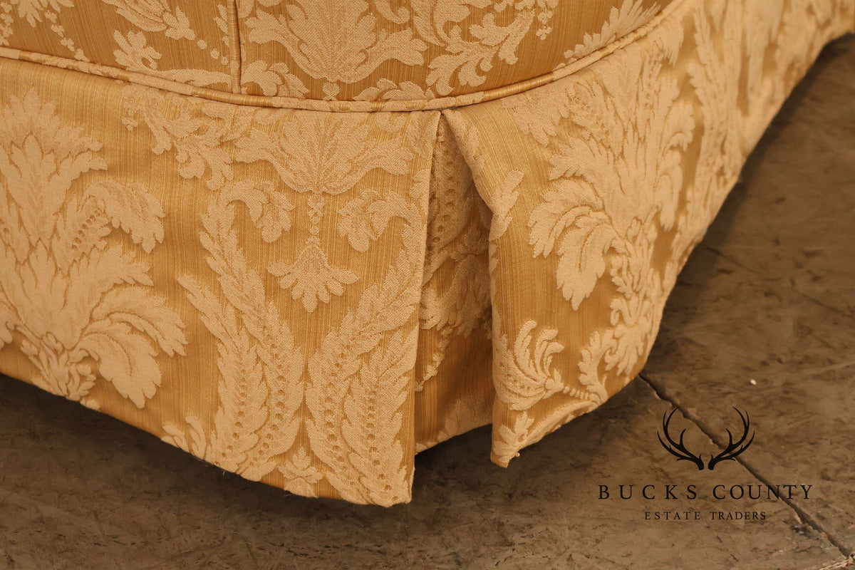 Century Furniture Pair Of Gold Damask Upholstered Sofas