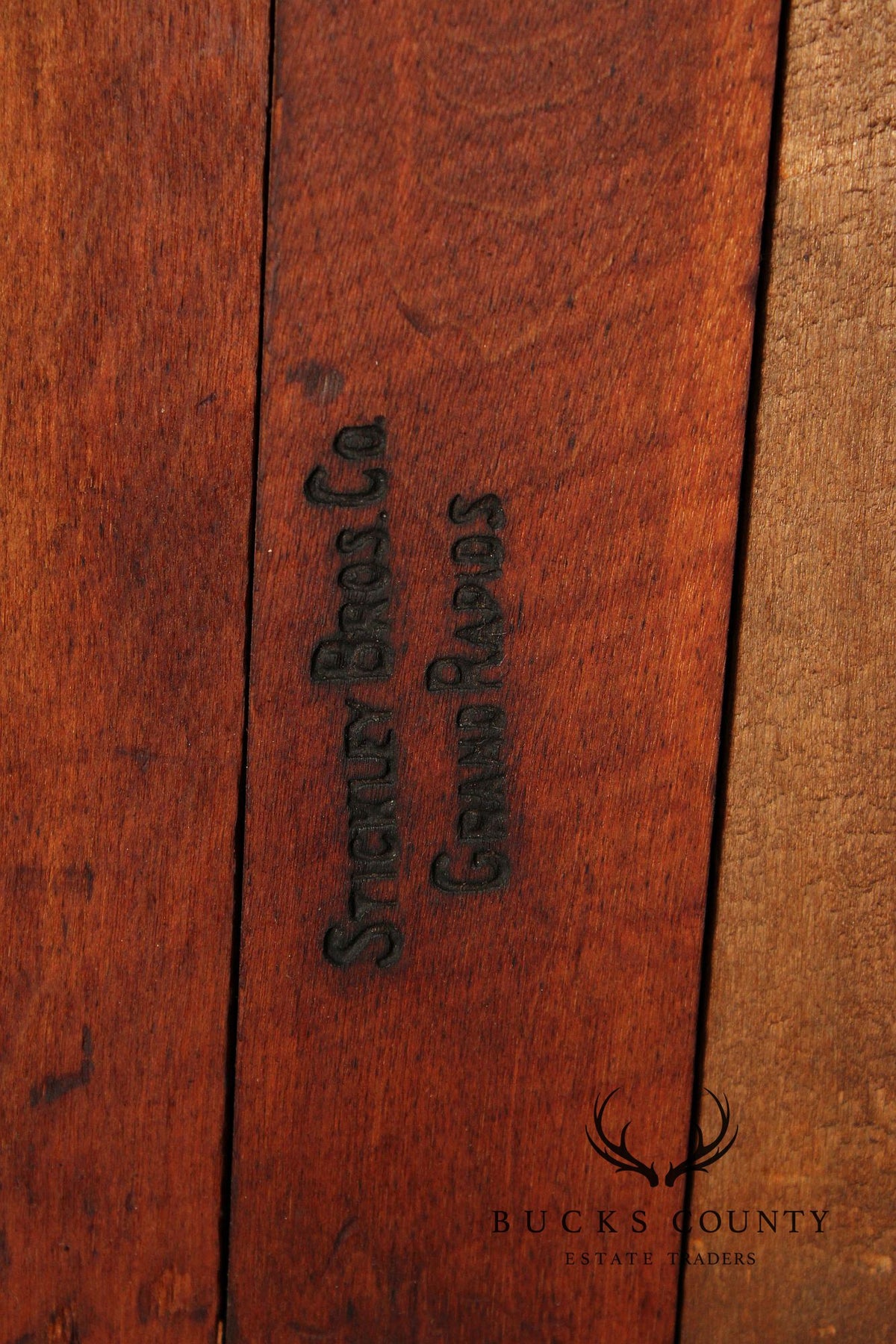 Stickley Brothers Antique Oak Arts & Crafts Rocking Chair With Green Upholstered Cushions