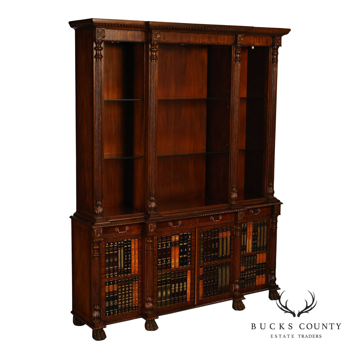 Maitland Smith Regency Style Mahogany Display Bookcase