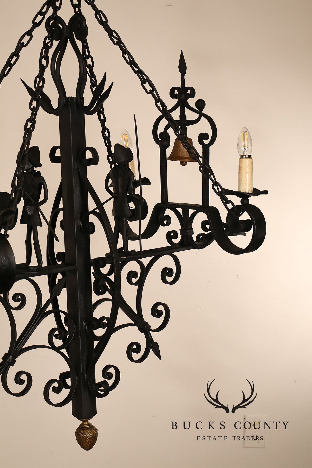 Quality Hand Forged Spanish Revival Wrought Iron Chandelier