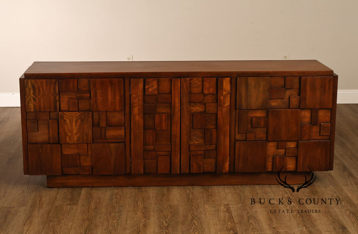 Vintage Lane Mid-Century Modern Brutalist Walnut Dresser