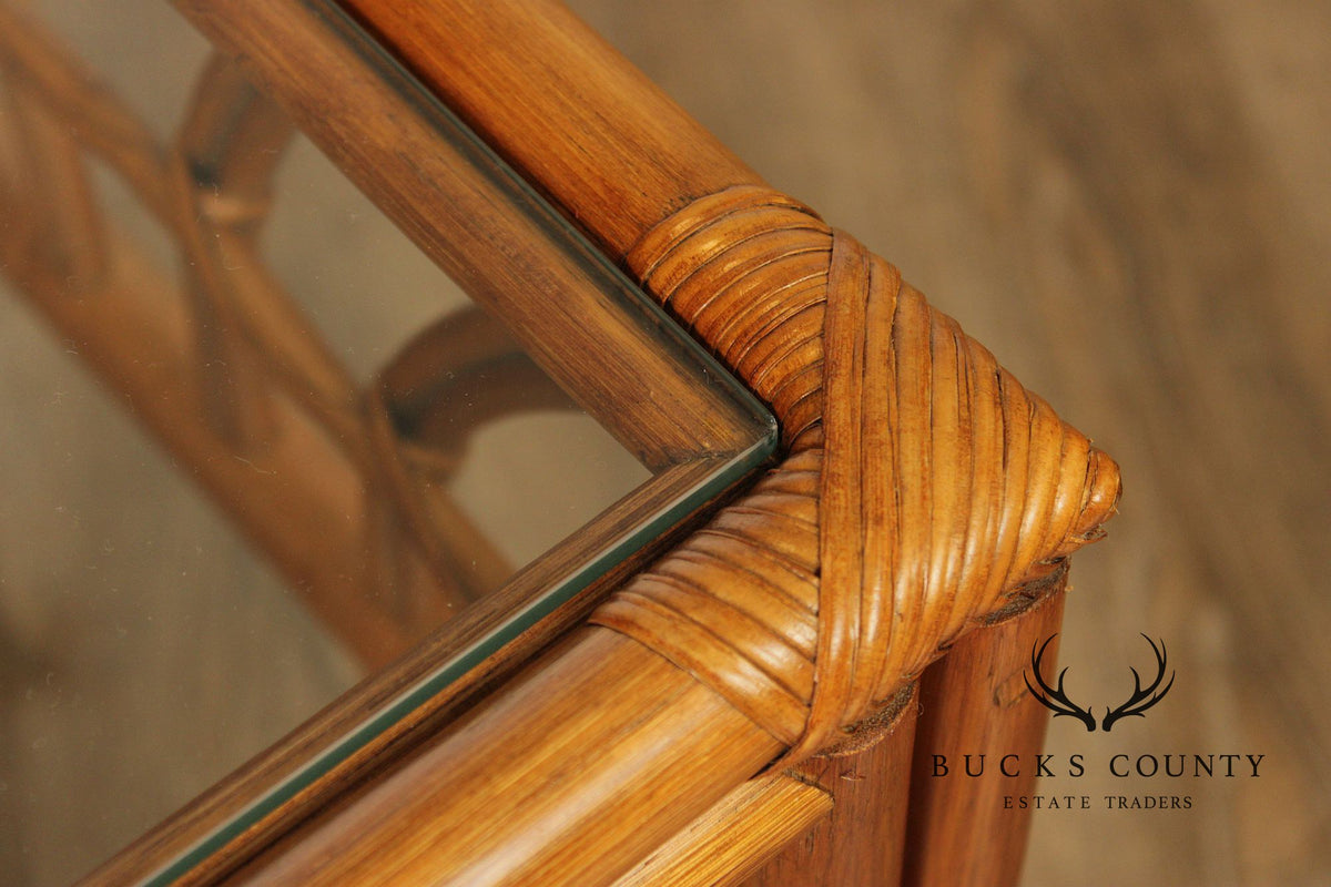 South Sea Rattan 'New Kauai' Glass Top Side Table