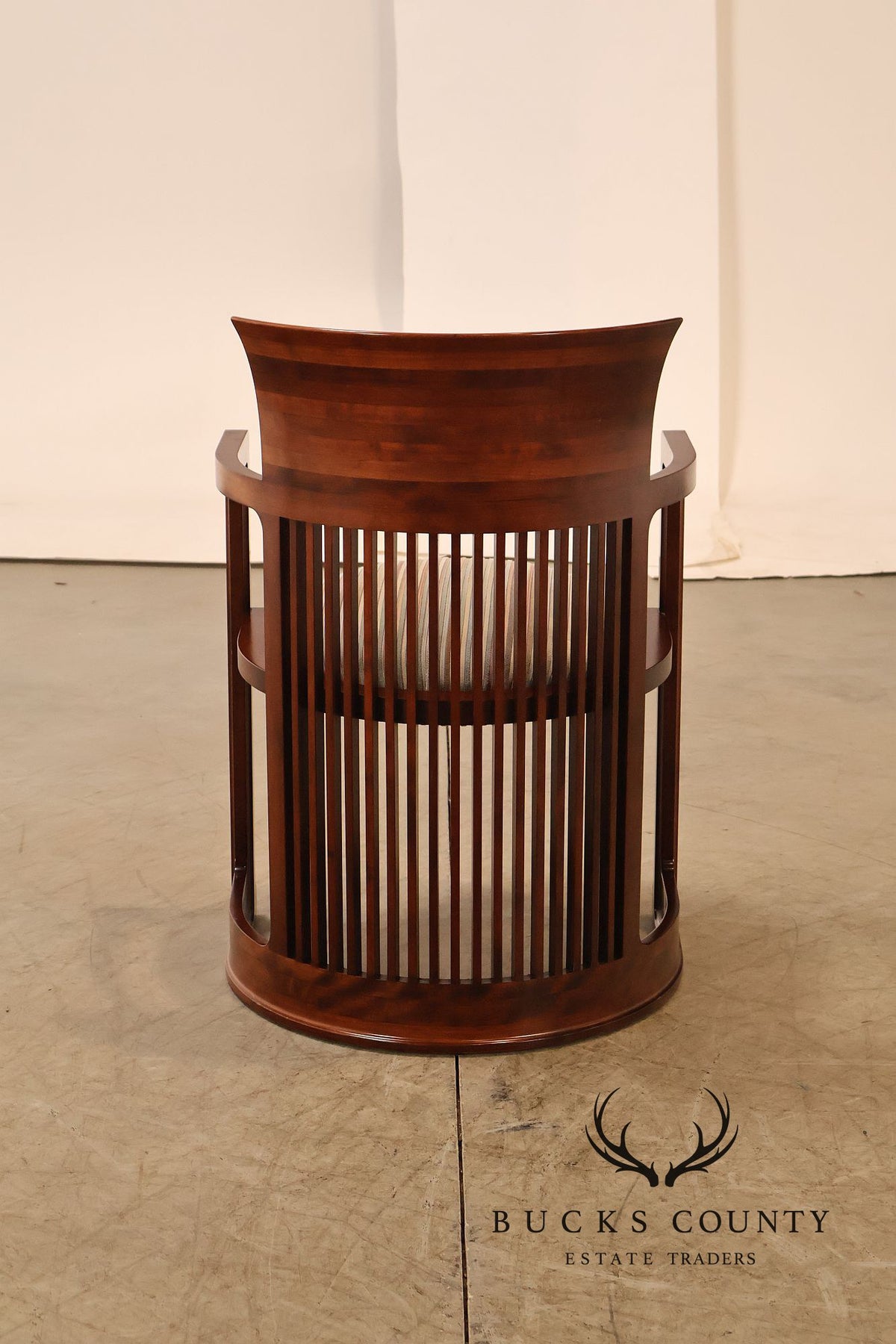 Cassina Frank Lloyd Wright Model 606 Set Of Six Cherry Barrel Dining Armchairs