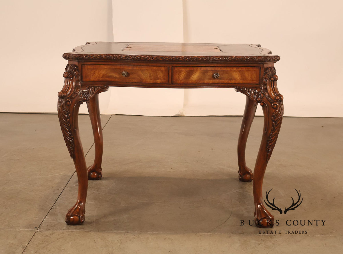 Lloyd Buxton Leather Top Four Drawer Gaming Table With Backgammon And Chess Board