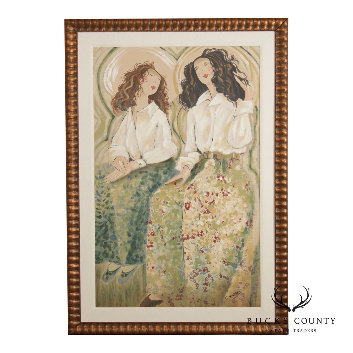 C. Williams Large Framed Oil Painting, White Shirts
