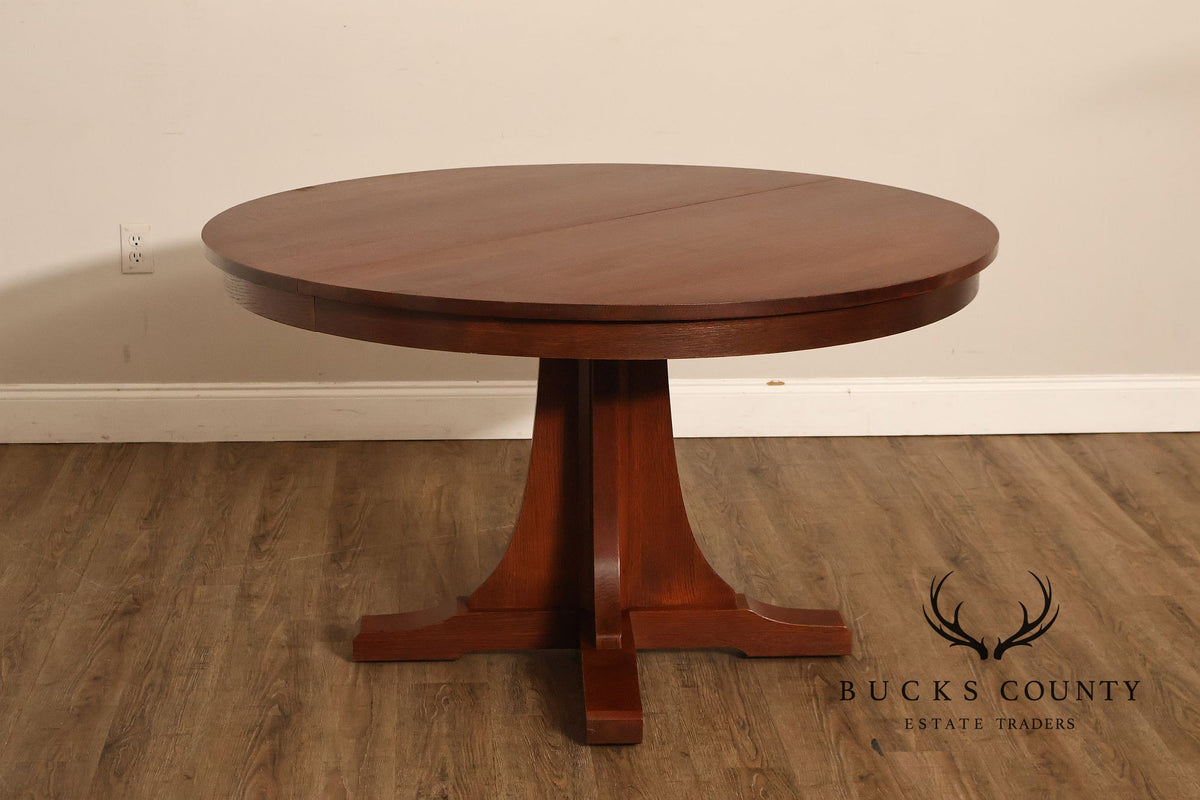 Stickley Mission Collection Round Oak Expandable Dining Table