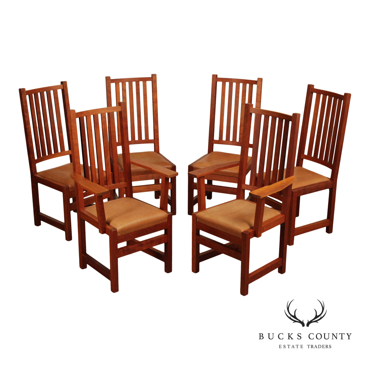 Thomas Moser Mission Style Set Of Six Cherry Dining Chairs